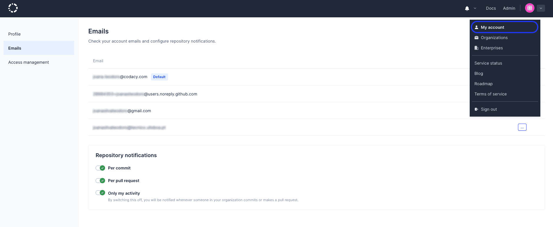 Email settings